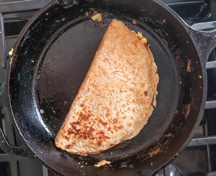 a quesadillia folded in half