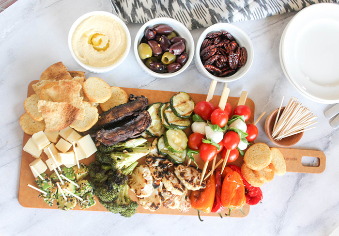 an overhead view of the veggie charcuterie board