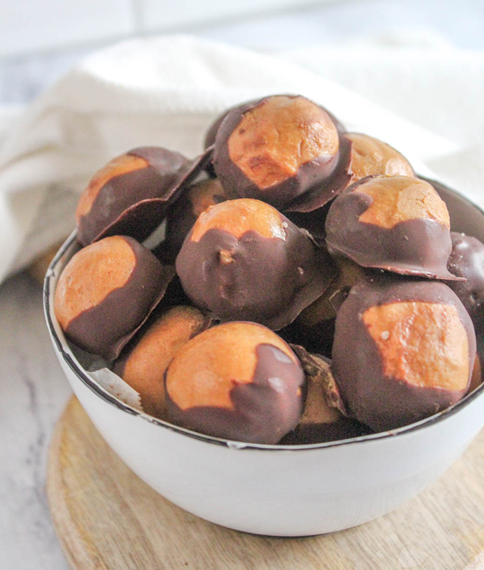 a bowl of healthy buckeyes