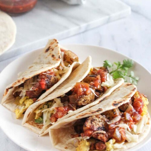 The Best Breakfast Tacos Made with Spicy Mexican Chorizo