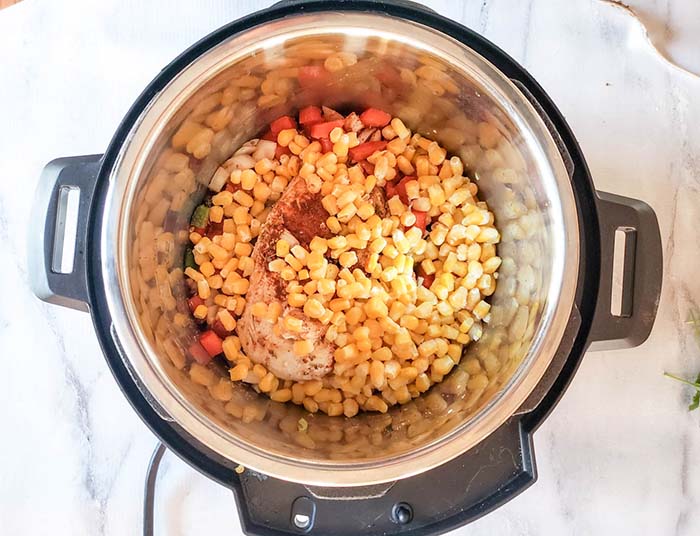 Corn and vegetables in an instant pot