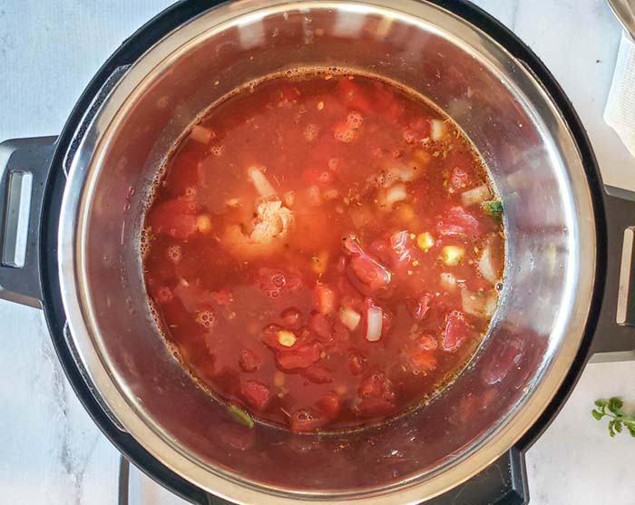 soup ingredients in an instant pot