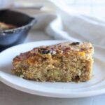 a slice of cornbread on a plate