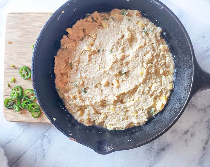 cornbread batter in skillet