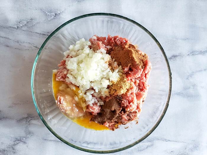 meatball ingredients in a bowl