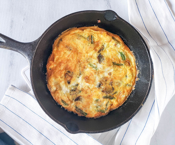 Air fryer frittata in a skillet