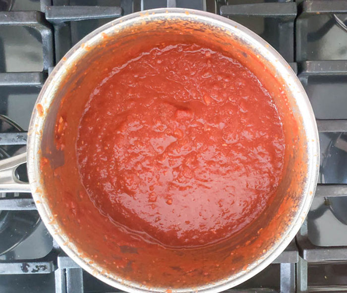 beer bbq sauce cooked and thick in a pan