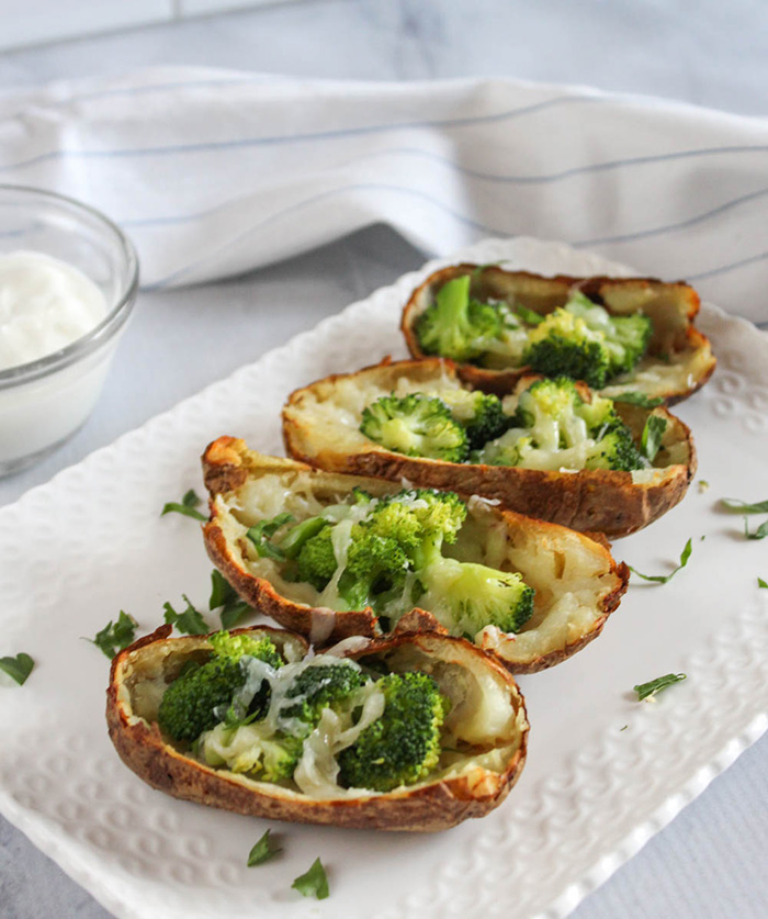 Broccoli Cheddar Potato Skins (Air Fryer Recipe)