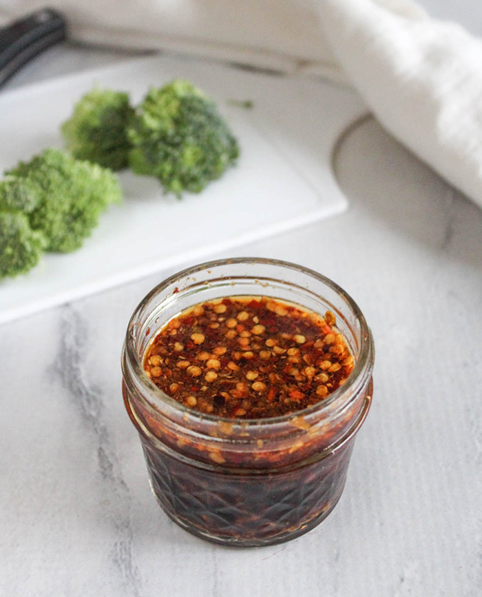 A picture of the stir fry sauce mixed up in a jar