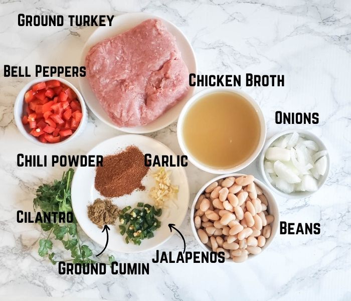 the ingredients for turkey chili soup