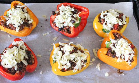 stuffed peppers with shredded cheese