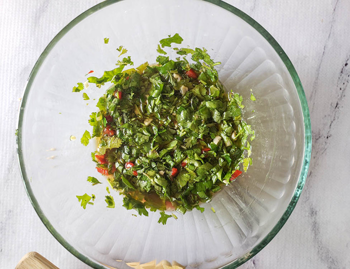 Process step 3 chimichurri sauce with oil