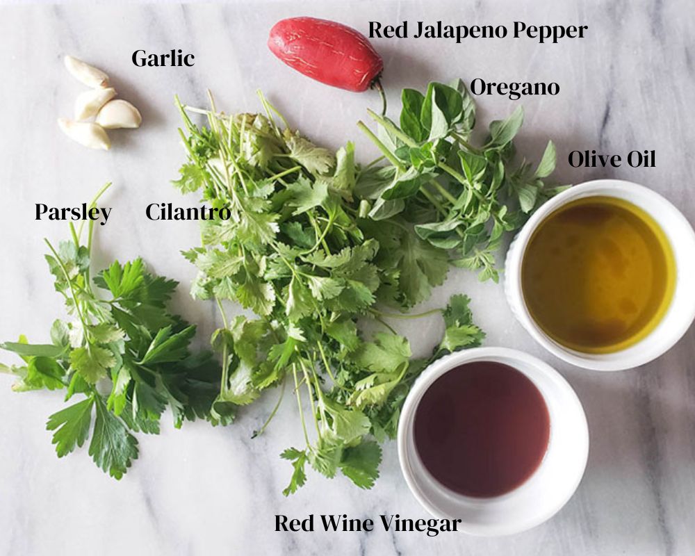 a picture of chimichurri ingredients