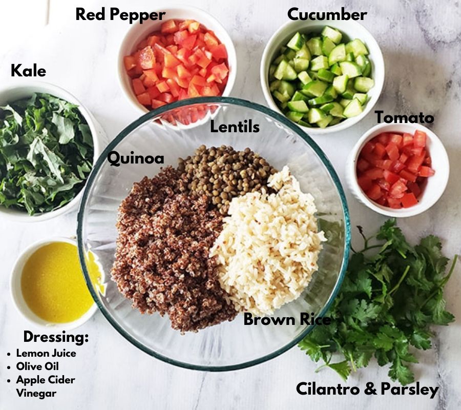 Photo of ingredients for quinoa salad