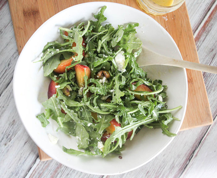 arugula peach salad tossed