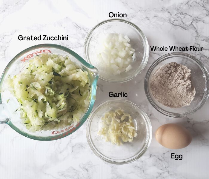 Ingredients photo for zucchini fritters