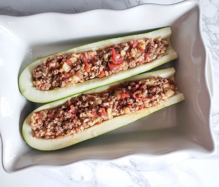 stuffed zucchini with meat and rice no cheese