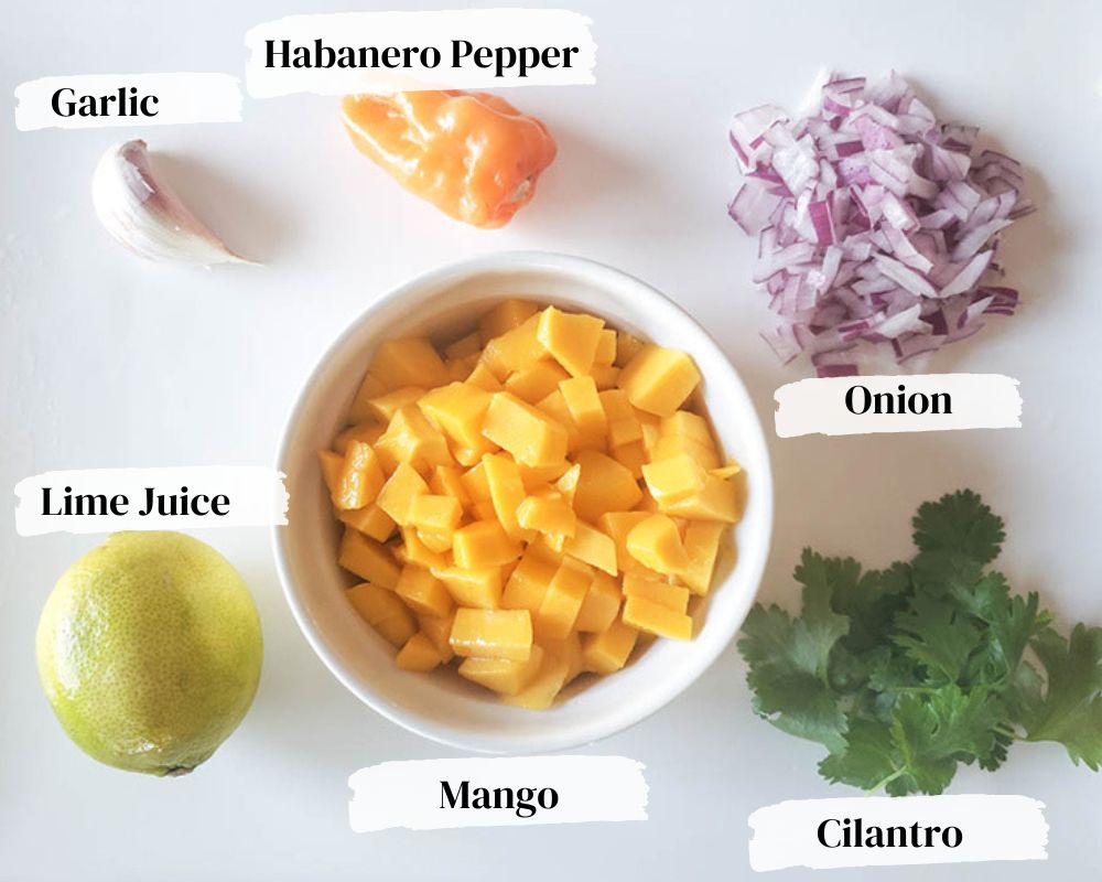 Ingredients needed to make  Mango Habanero Salsa