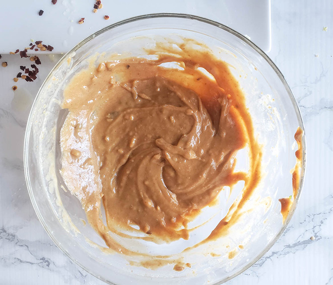 peanut sauce mixed in a bowl