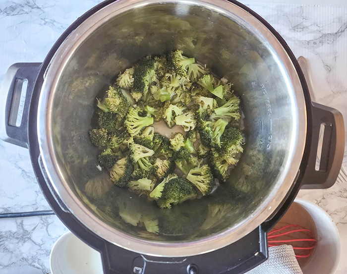 Process shot broccoli cooked in instant pot