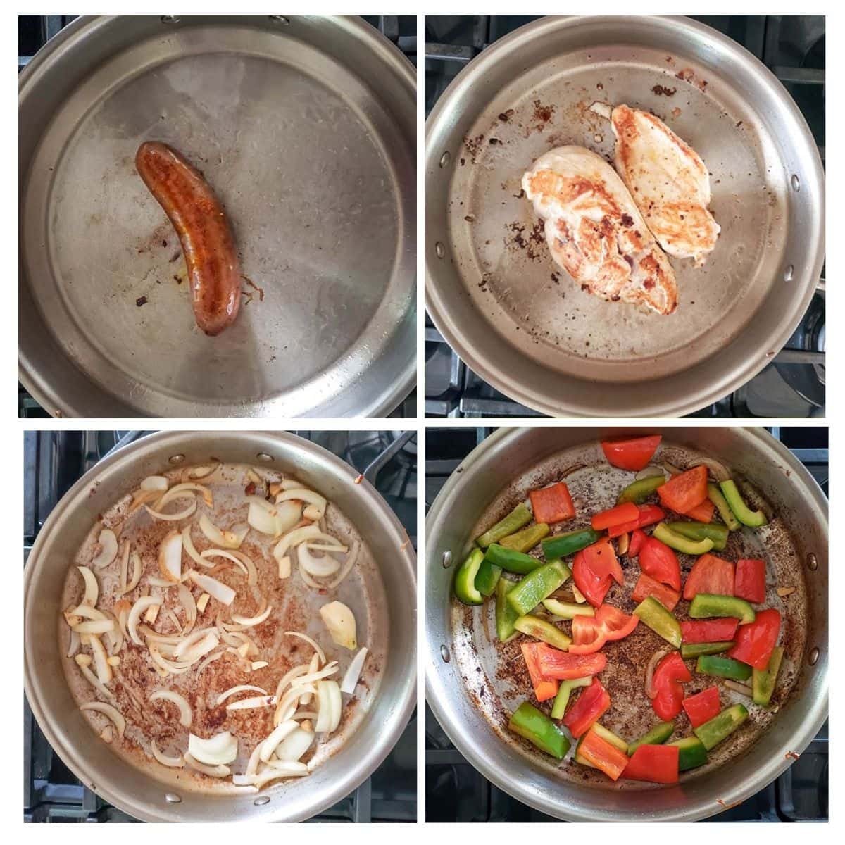 the first four process steps to make chicken murphy
