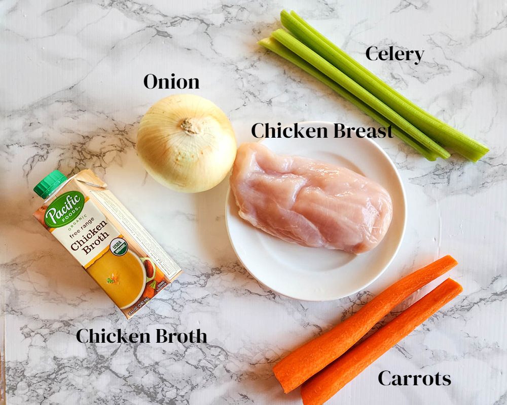 a picture of ingredients for chicken soup