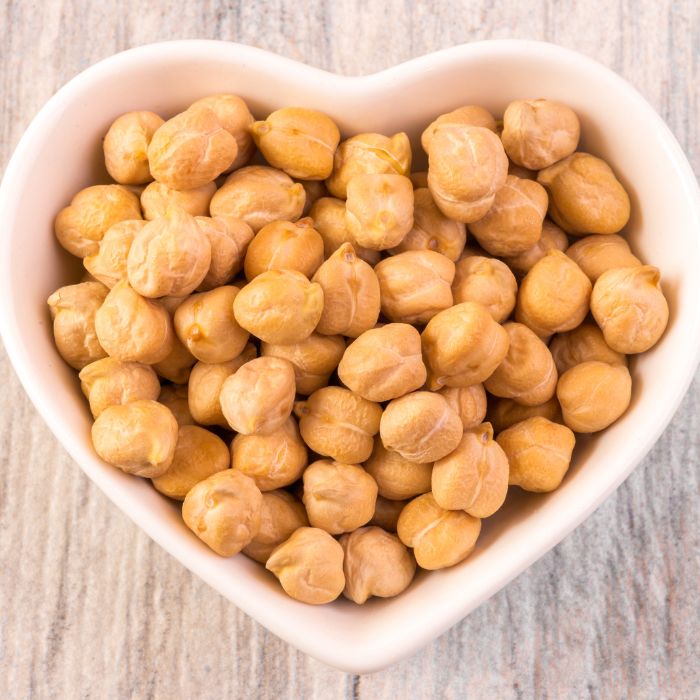 chickpeas in a heart shaped bowl