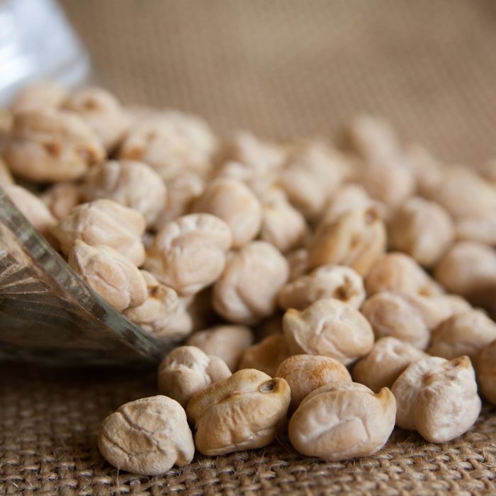 dried chickpeas on burlap