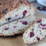 two slices of cranberry bread up close
