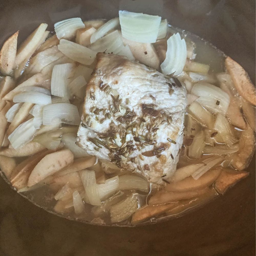 ccrock pot pork roast step 4 , cook for 4 hours