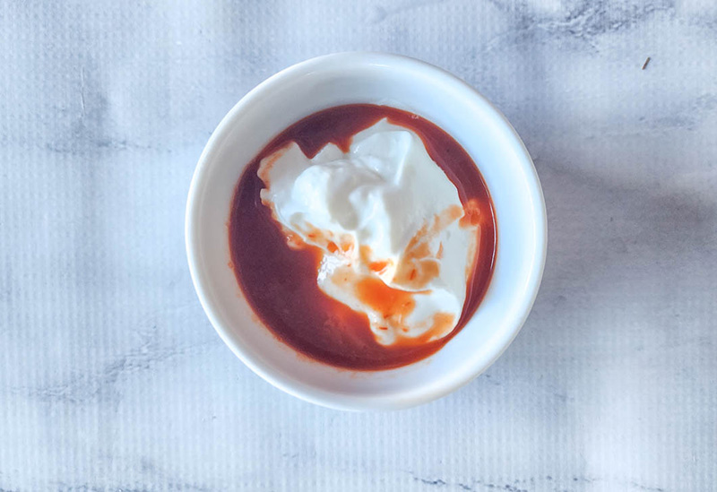 process step 1 sriracha sauce ingredients in a bowl