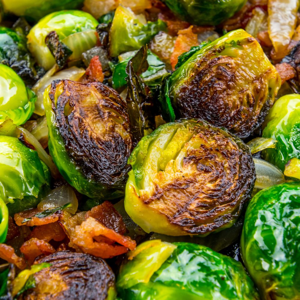 cooked brussels sprouts in a bowl