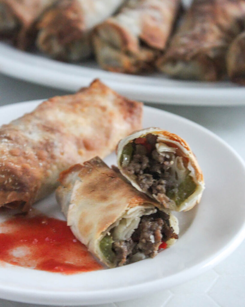 Philly Cheesesteak Egg Rolls (Air Fryer Recipe) Simple And Savory