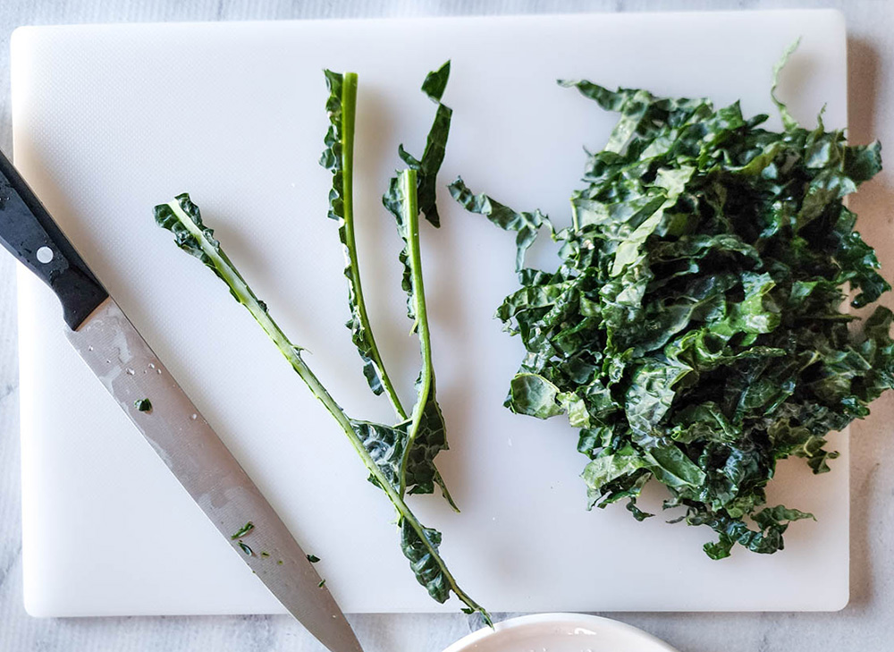 kale salad chopped kale on a cutting board