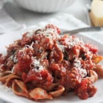 pasta with meat sauce on a plate