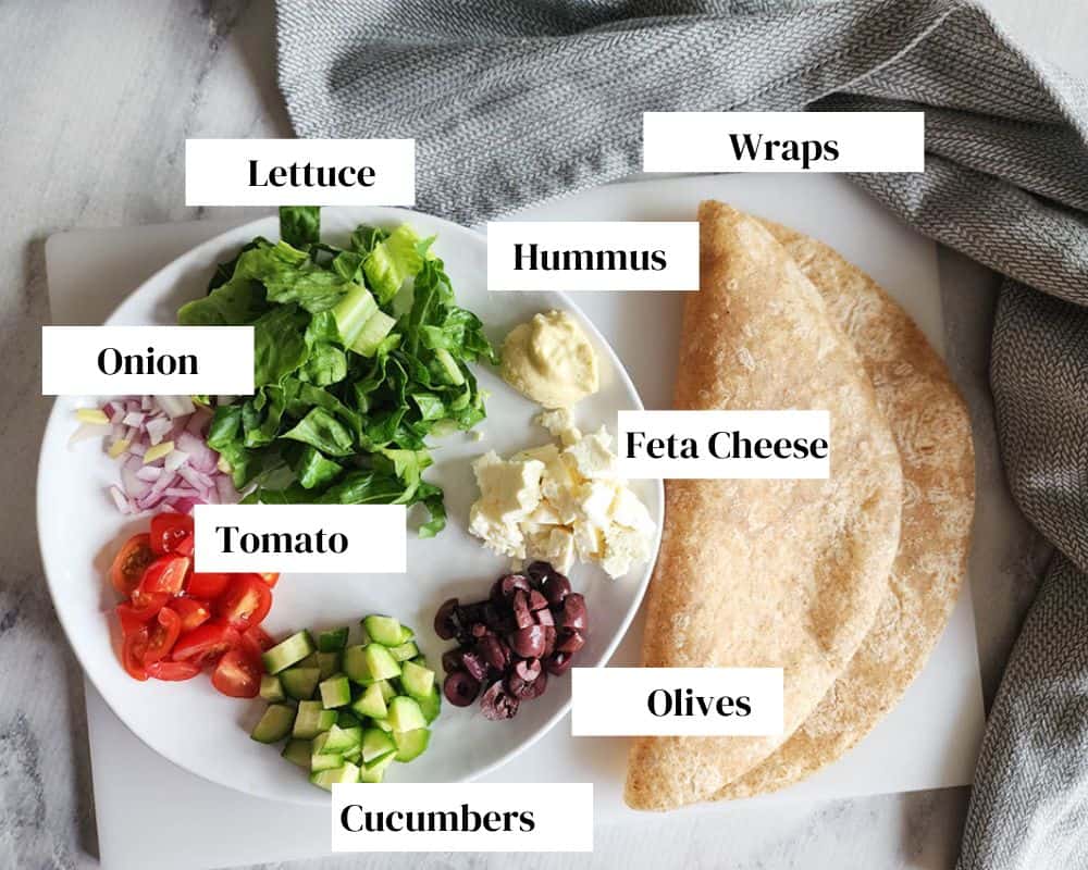 a picture of the ingredients needed to make veggie wraps