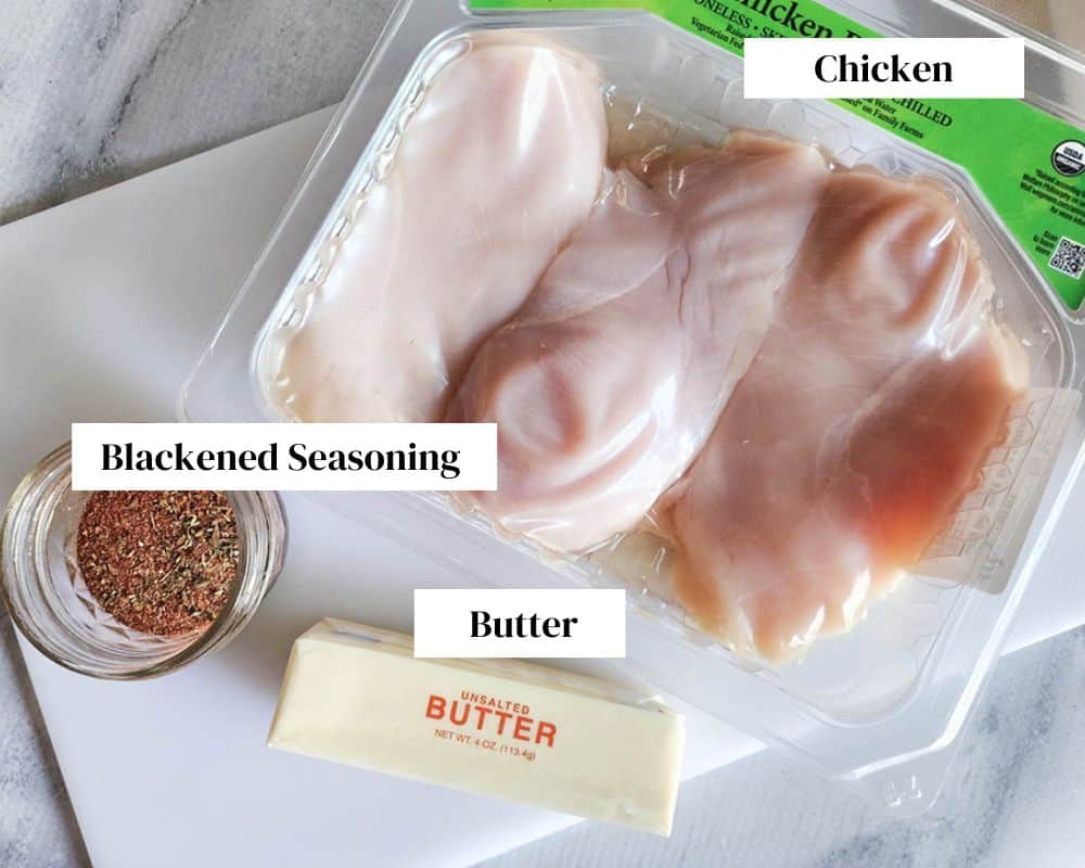 a picture of the ingredients needed to make grilled blackened chicken