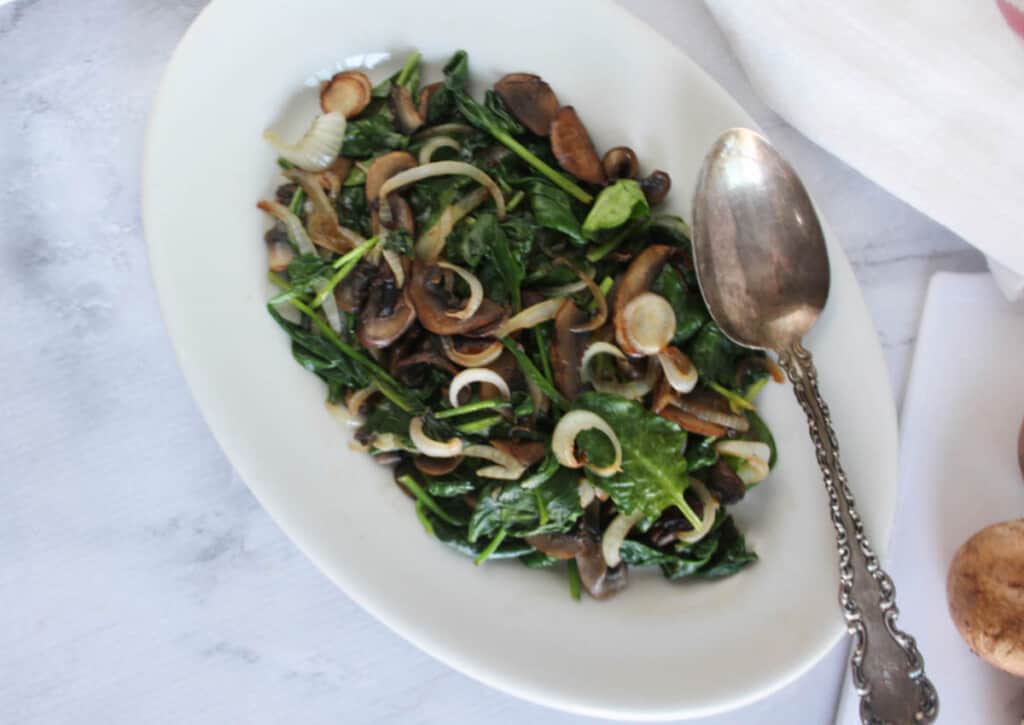 Simple Sauteed Spinach Mushrooms and Onions Recipe - Simple And Savory