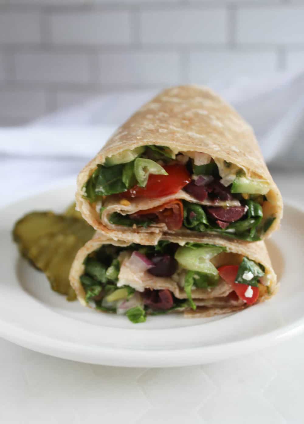 two halves of a wrap stacked on top of each other