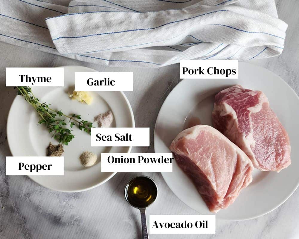 A picture of the ingredients for pork chops recipe