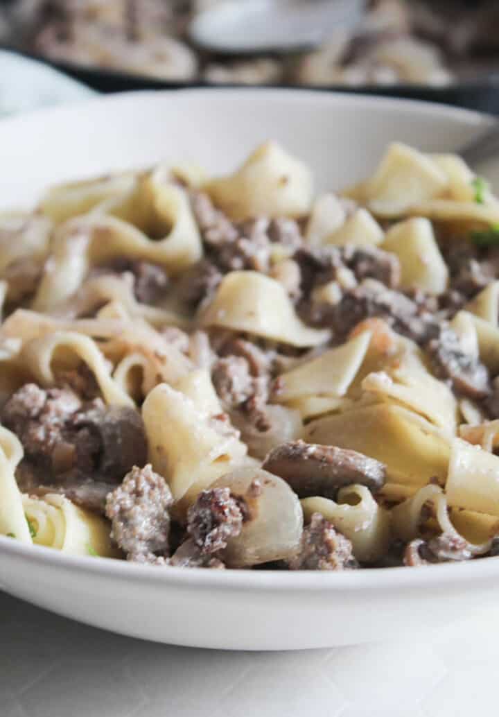 Easy 5 Ingredient Beef Stroganoff with Ground Beef - Simple And Savory