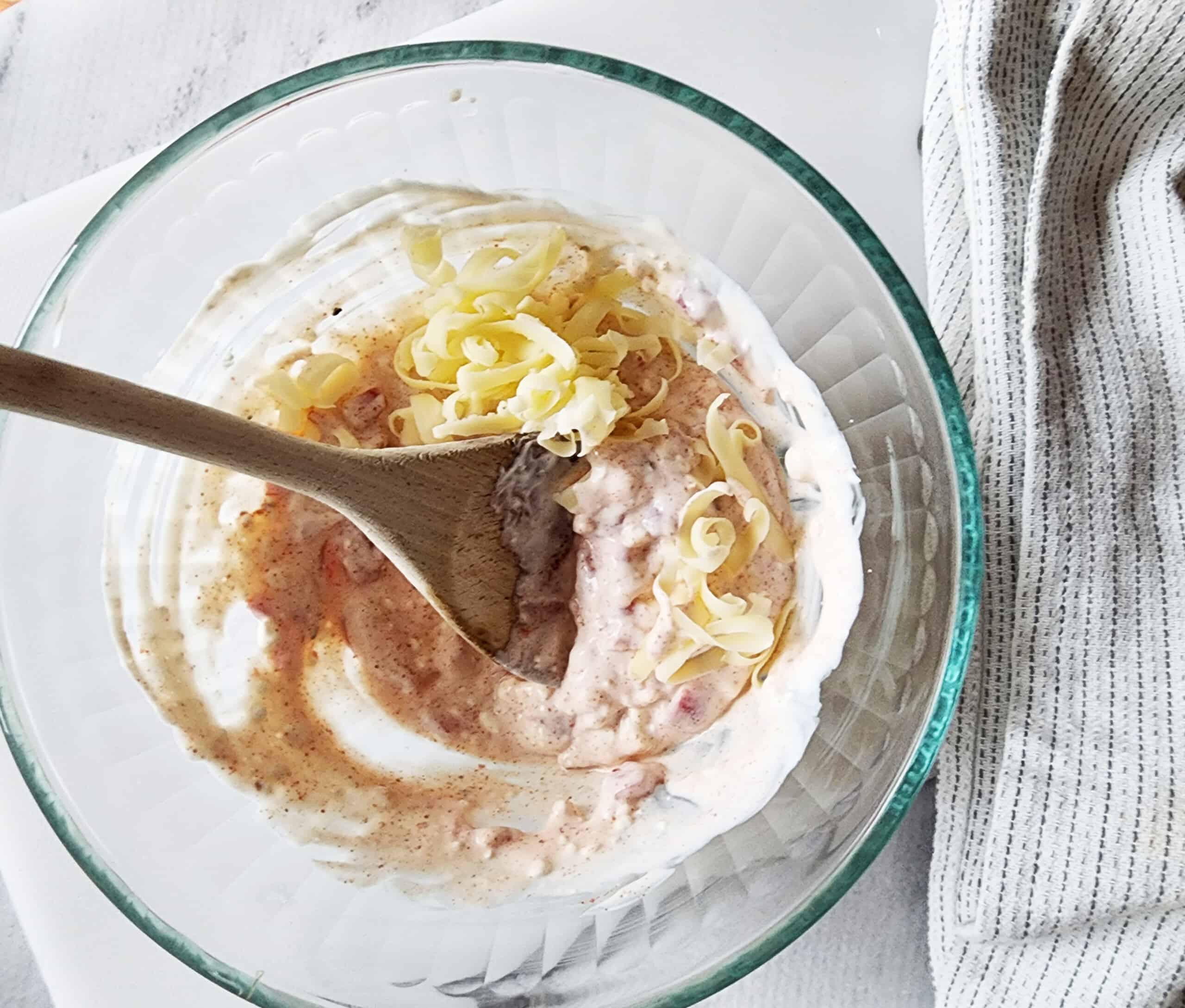 a picture of filling for poppers mixed in a bowl