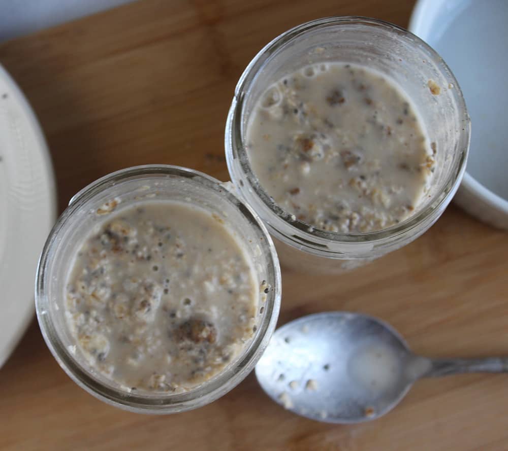 overnight oats in jar with milk