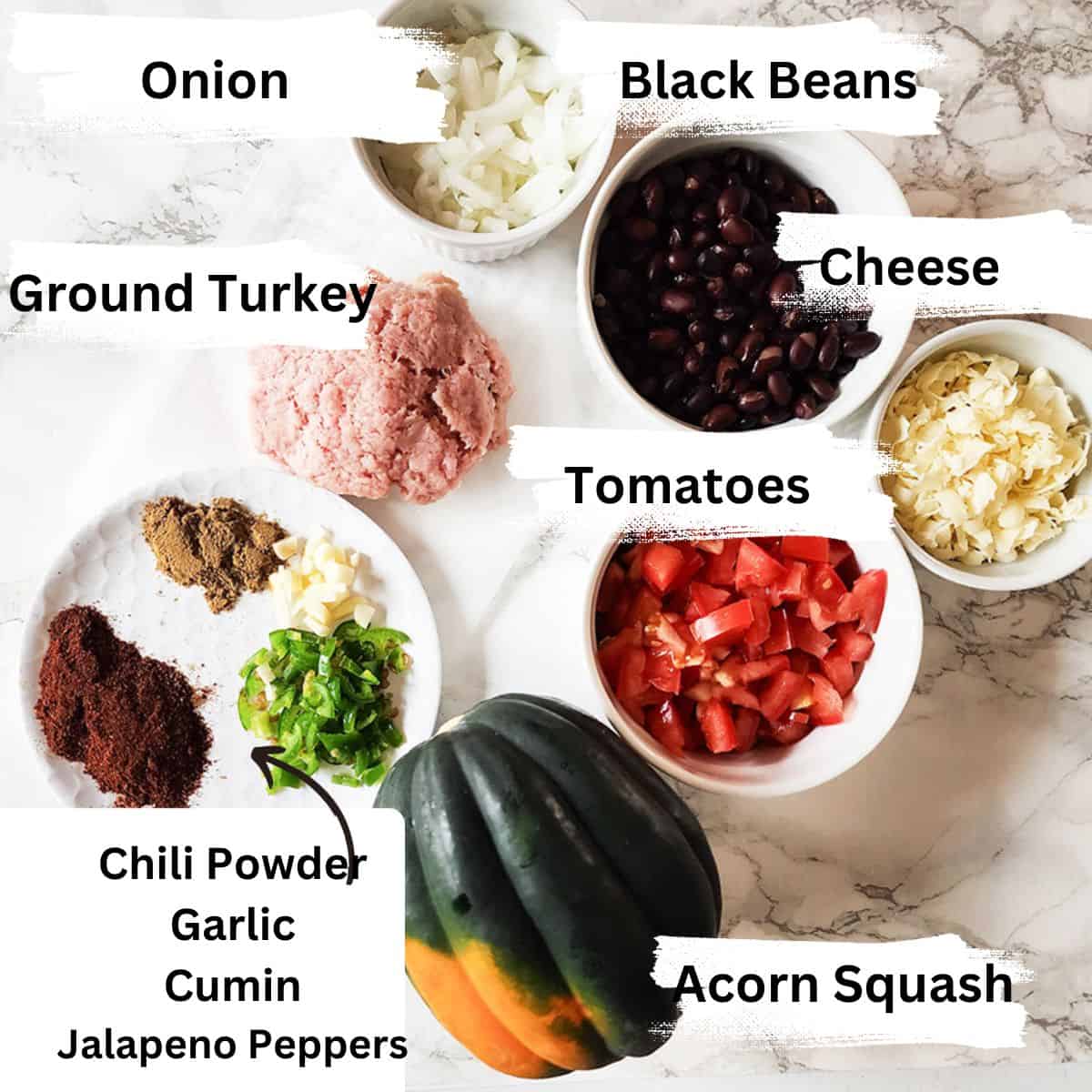 a picture of the ingredients needed for acorn squash