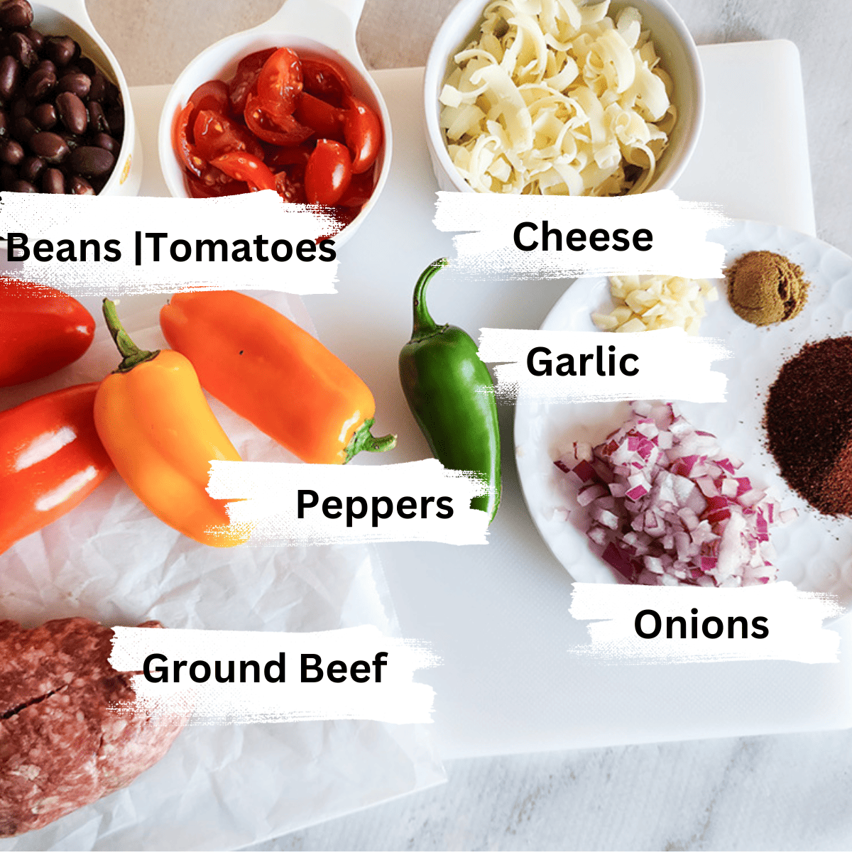 a picture of the ingredients needed to make mini pepper nachos
