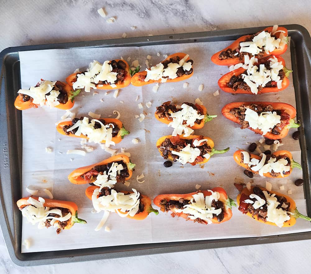 a picture of pepper nachos on a pan not baked