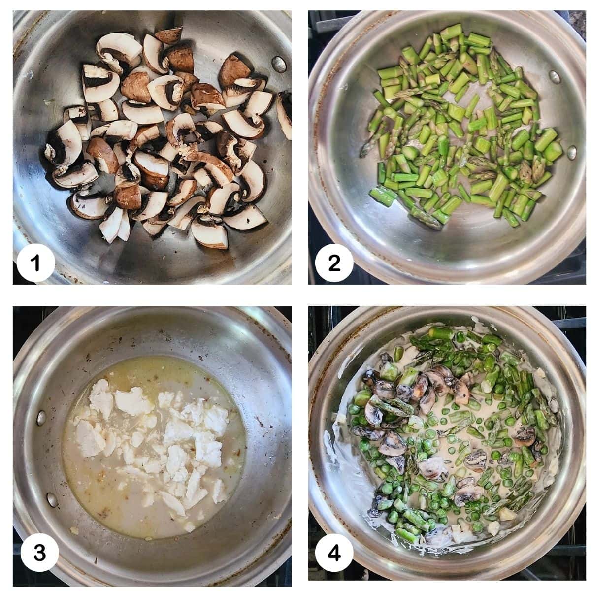 a collage of photos showing the process stesp for veggie pasta