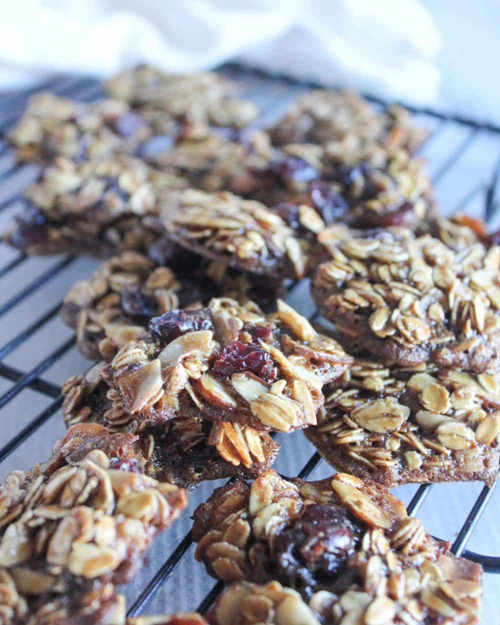 oatmeal cookies close up on a coolng rack