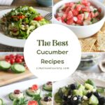 a photo collage of cucumber recipes