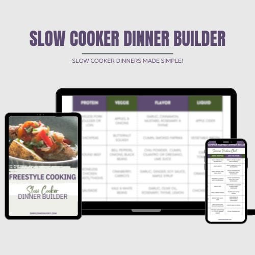 a picute of the slow cooker dinner builder pages on a phone, tablet and pc screen